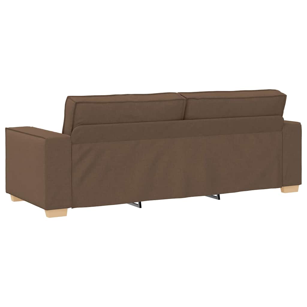 3-Seater Sofa with Cushion Brown Fabric